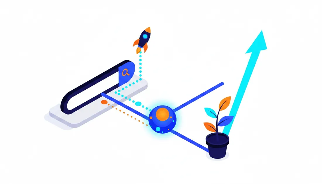 Google Ads ve SEO'yu birlikte kullanan hibrit arama stratejisi şeması
