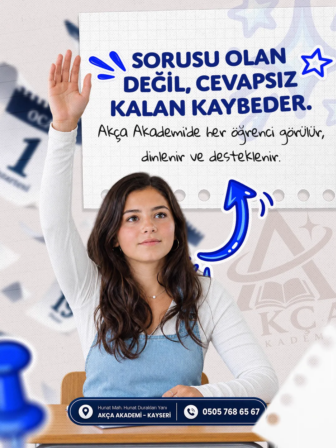 Akça Akademi sosyal medya tasarımı 2 — sekiz kişilik sınıf mesajı