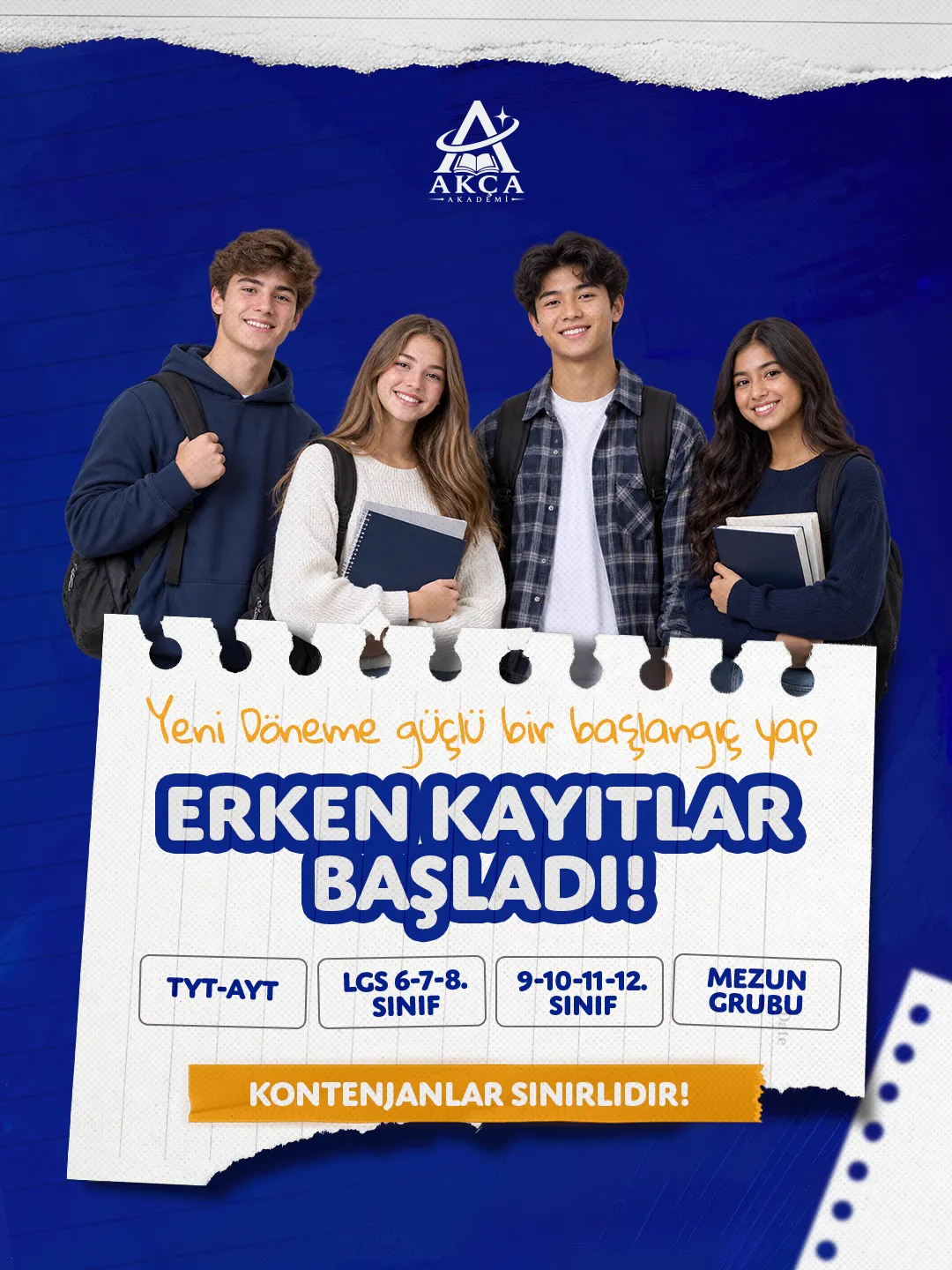 Akça Akademi sosyal medya tasarımı 6 — sekiz kişilik sınıf mesajı