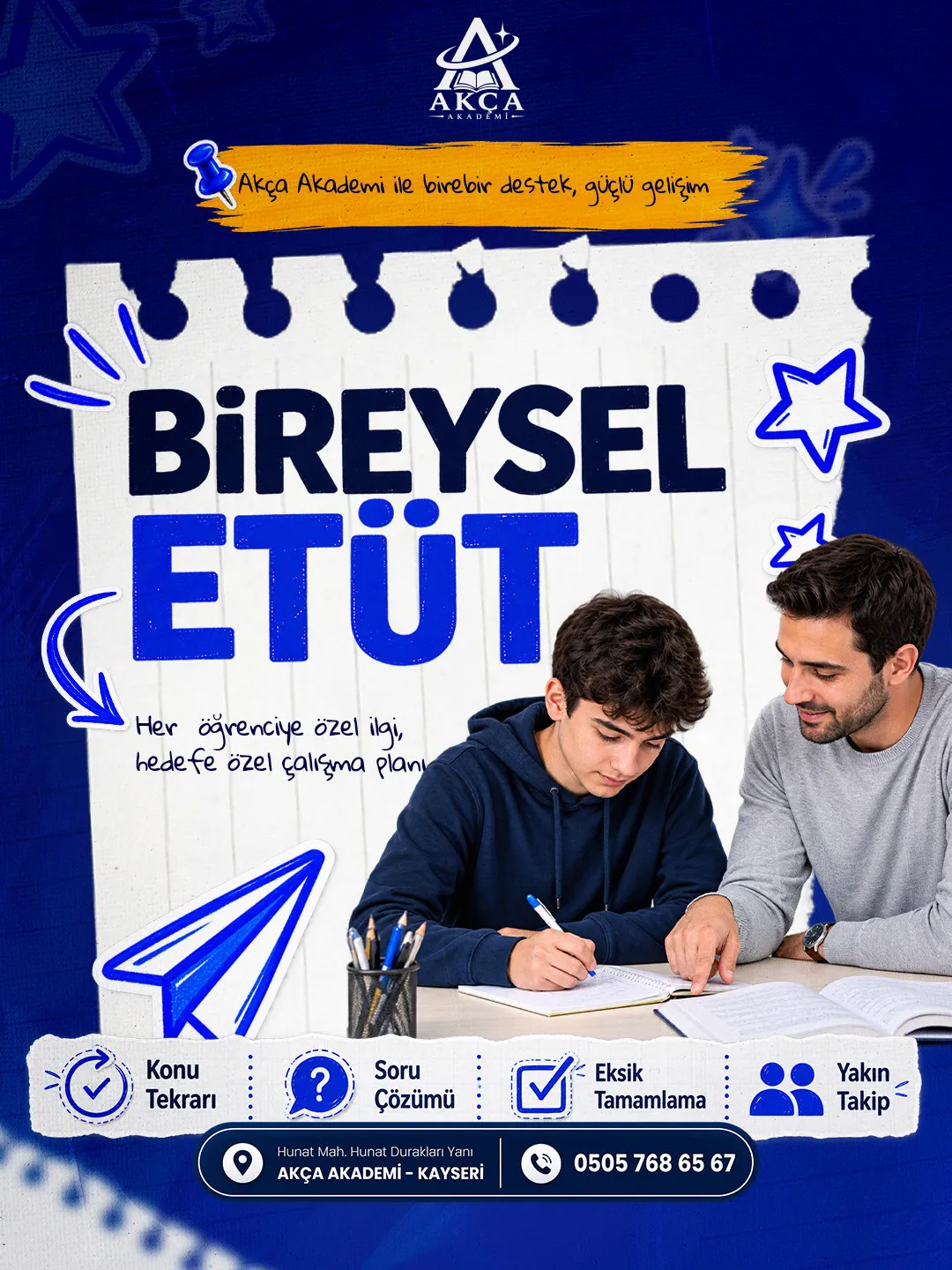 Akça Akademi sosyal medya tasarımı 7 — sekiz kişilik sınıf mesajı