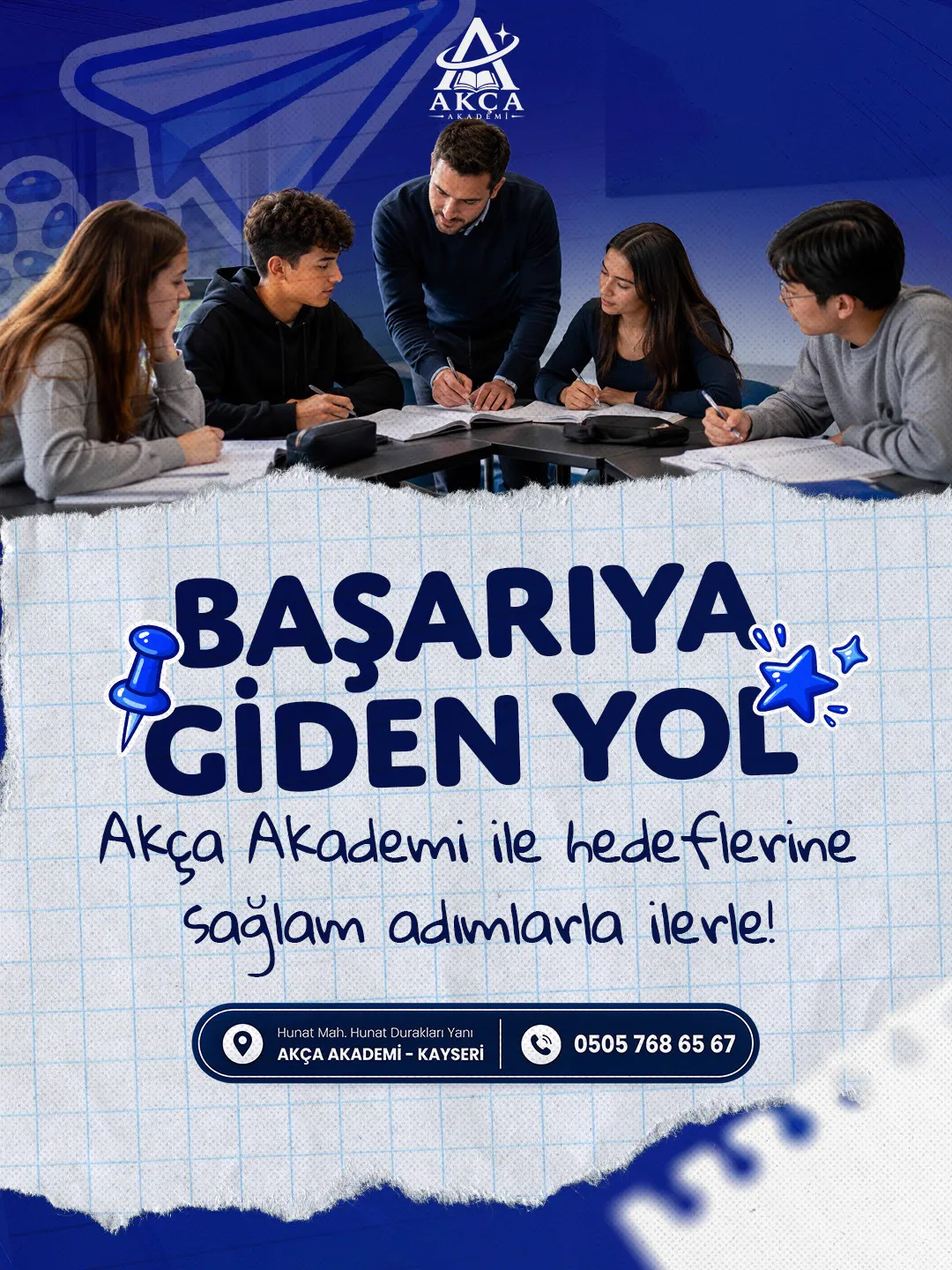 Akça Akademi sosyal medya tasarımı 10 — sekiz kişilik sınıf mesajı